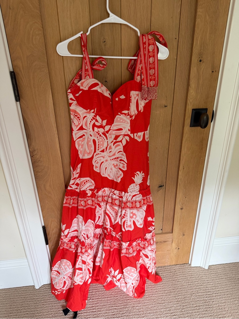 FARM Rio Red and White Tropical Print Maxi Dress - Picture 2 of 4